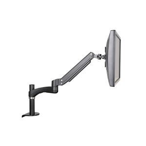 Velaro Single Monitor Arm - Black Colour - Left Side View with Mounted Monitor