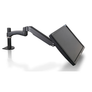 Velaro Single Monitor Arm - Black Colour - Side View with Mounted Monitor
