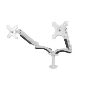 Velaro Twin Monitor Stand - White Variant - Angled View