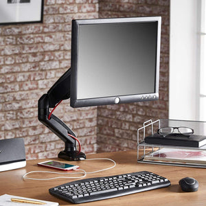 Vestra Single Monitor Arm - Black - Mounted Monitor in Landscape mode shown