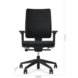Viasit Toleo Swivel Chair - Black Colour with Dimensions - Studio Image