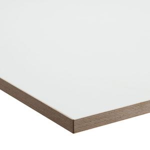 white ply edge desk worktop viewed from corner
