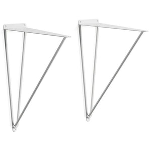 White desk wall brackets shown as a triangular support set