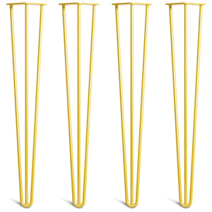 hairpin desk legs - yellow classic style 4 legs side-by-side front view