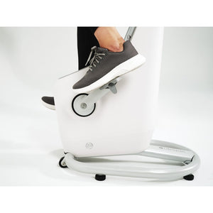 Pedalling the desk cycle - close up view