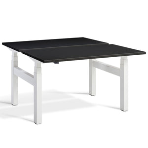Duo Adjustable Desk Black Top White Frame