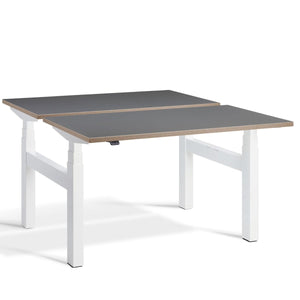 Duo Height Adjustable Workstation Graphite Ply Edge Top White Frame