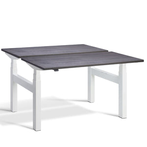 Dual Standing Desk Anthracite Sherman Oak White Frame