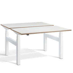 Dual Standing Desk White Ply Edge White Frame