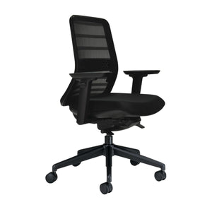 Koplus Tonique office chair - black frame and back with black base - side view