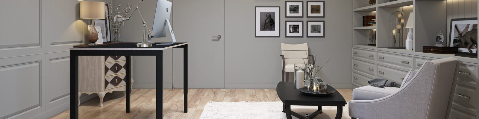 Rega standing desk in use in a study, viewed from the side