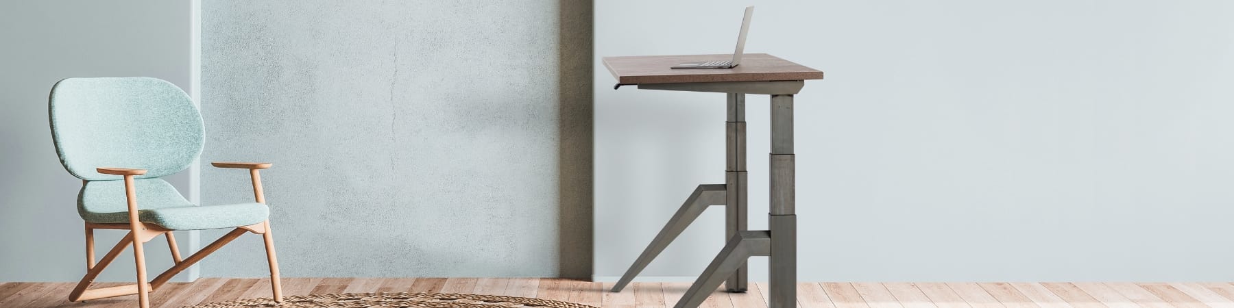 Ardeko height adjustable designer standing desk viewed from the side