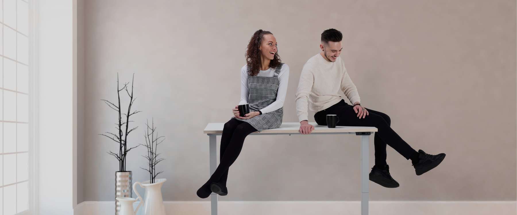 White standing desks collection