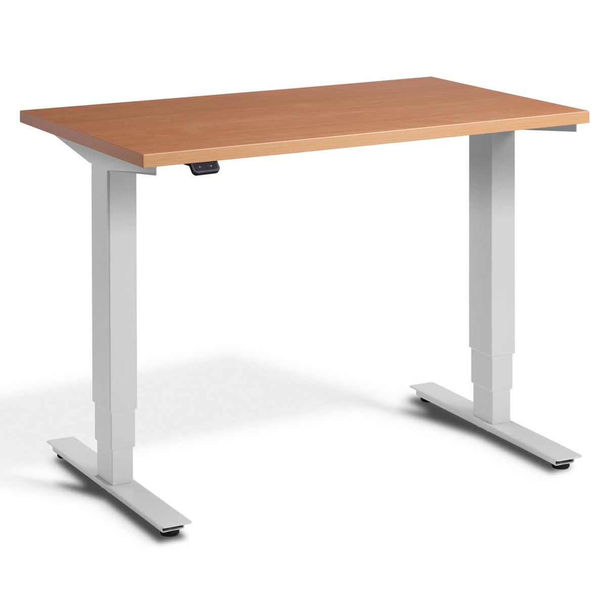 100 cm Height Adjustable Desk - Pacto Desk - Light Grey Frame - Beech Top - Studio Image