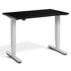 100 cm Height Adjustable Desk - Pacto Desk - Light Grey Frame - Black Top - Studio Image
