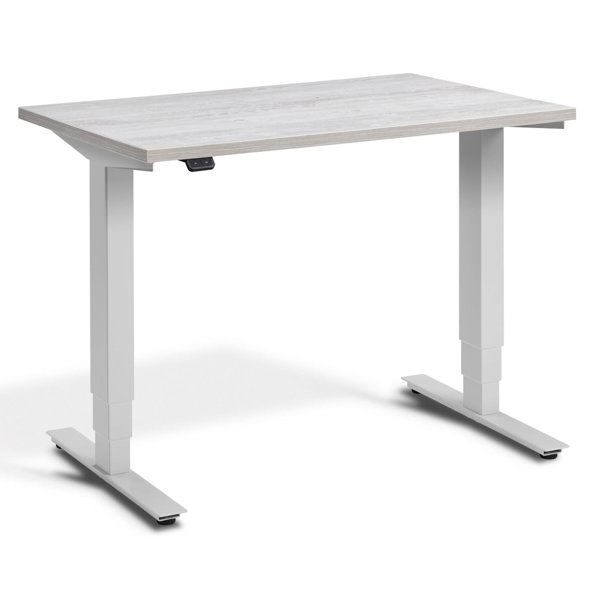 100 cm Height Adjustable Desk - Pacto Desk - Light Grey Frame - Cascina Pine Top - Studio Image