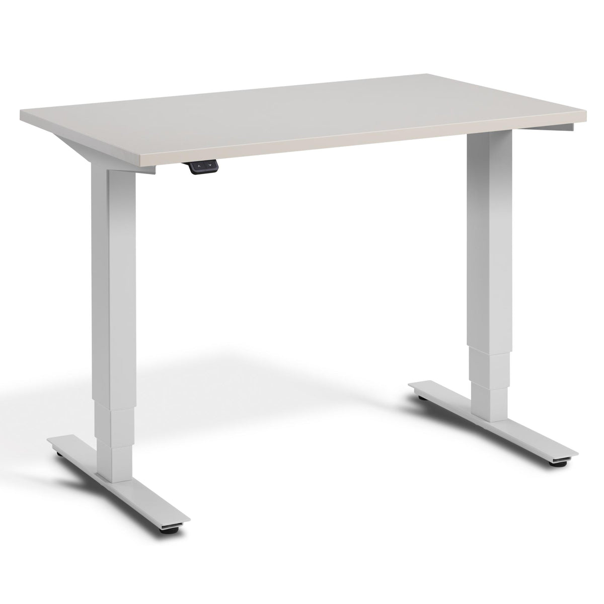 100 cm Height Adjustable Desk - Pacto Desk - Light Grey Frame - Cashmere Top - Studio Image