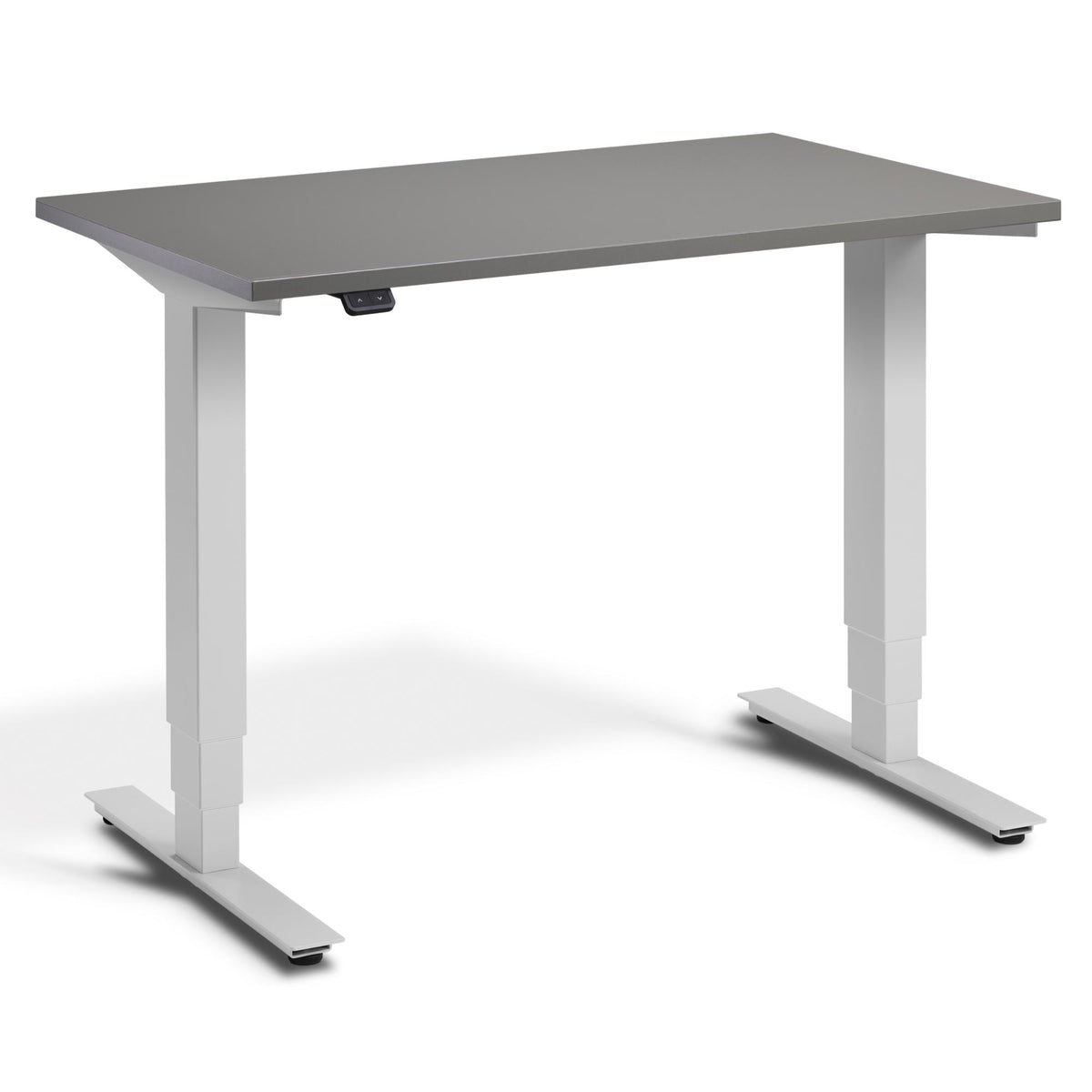 100 cm Height Adjustable Desk - Pacto Desk - Light Grey Frame - Graphite Top - Studio Image