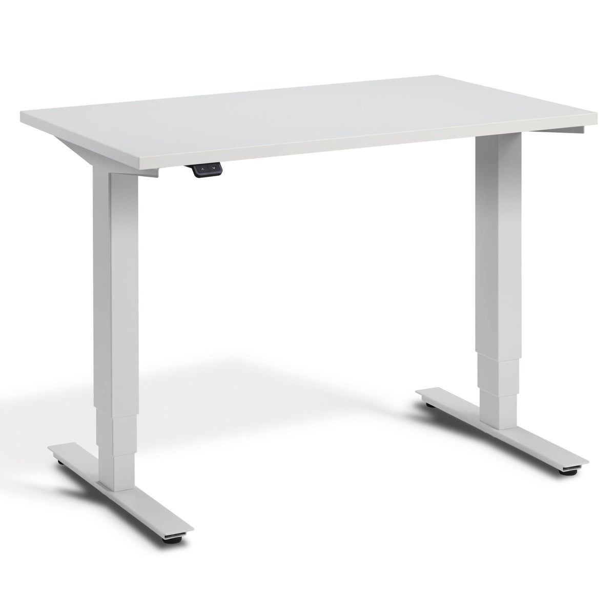 100 cm Height Adjustable Desk - Pacto Desk - Light Grey Frame - Light Grey Top - Studio Image