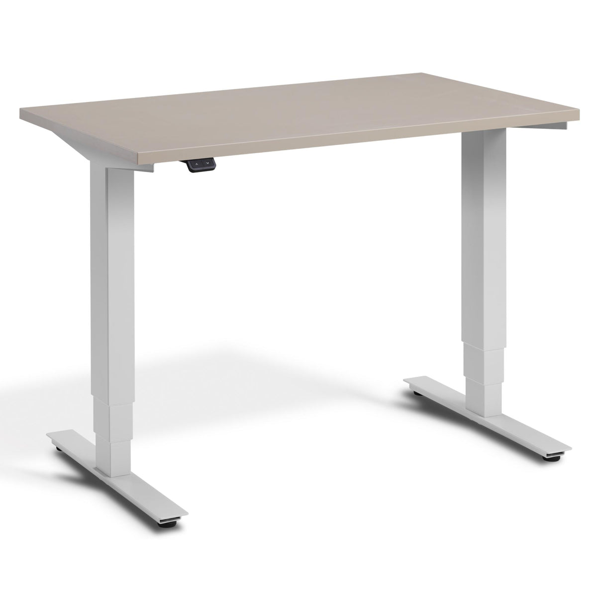 100 cm Height Adjustable Desk - Pacto Desk - Light Grey Frame - Stone Top - Studio Image