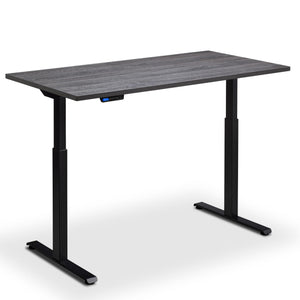 100cm wide standing desk anthracite sherman oak top black frame view from front