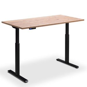 100x60 standing desk timber top black frame front view