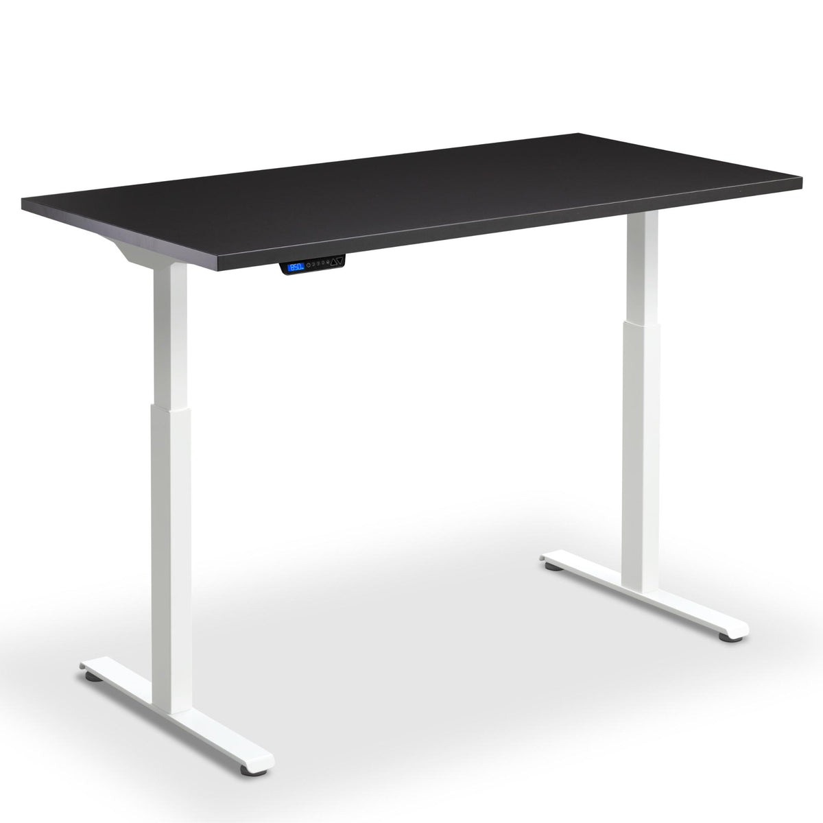 standing desk 100cm width soft black top white frame front view