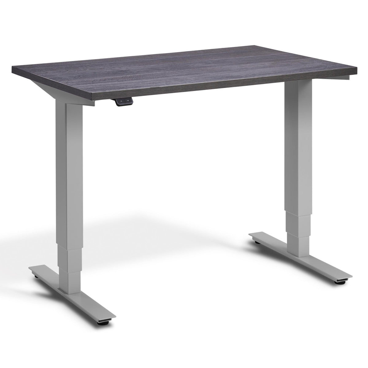 100cm Adjustable Desk - Pacto - Silver Frame - Anthracite Sherman Oak Top - Studio Image