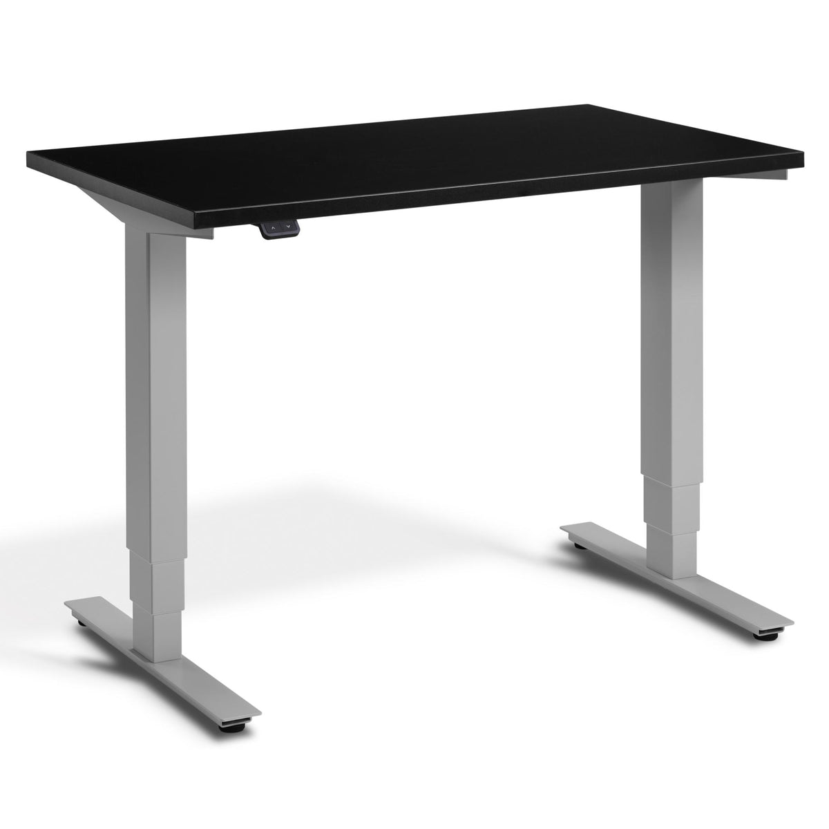 100cm Adjustable Desk - Pacto - Silver Frame - Black Top - Studio Image