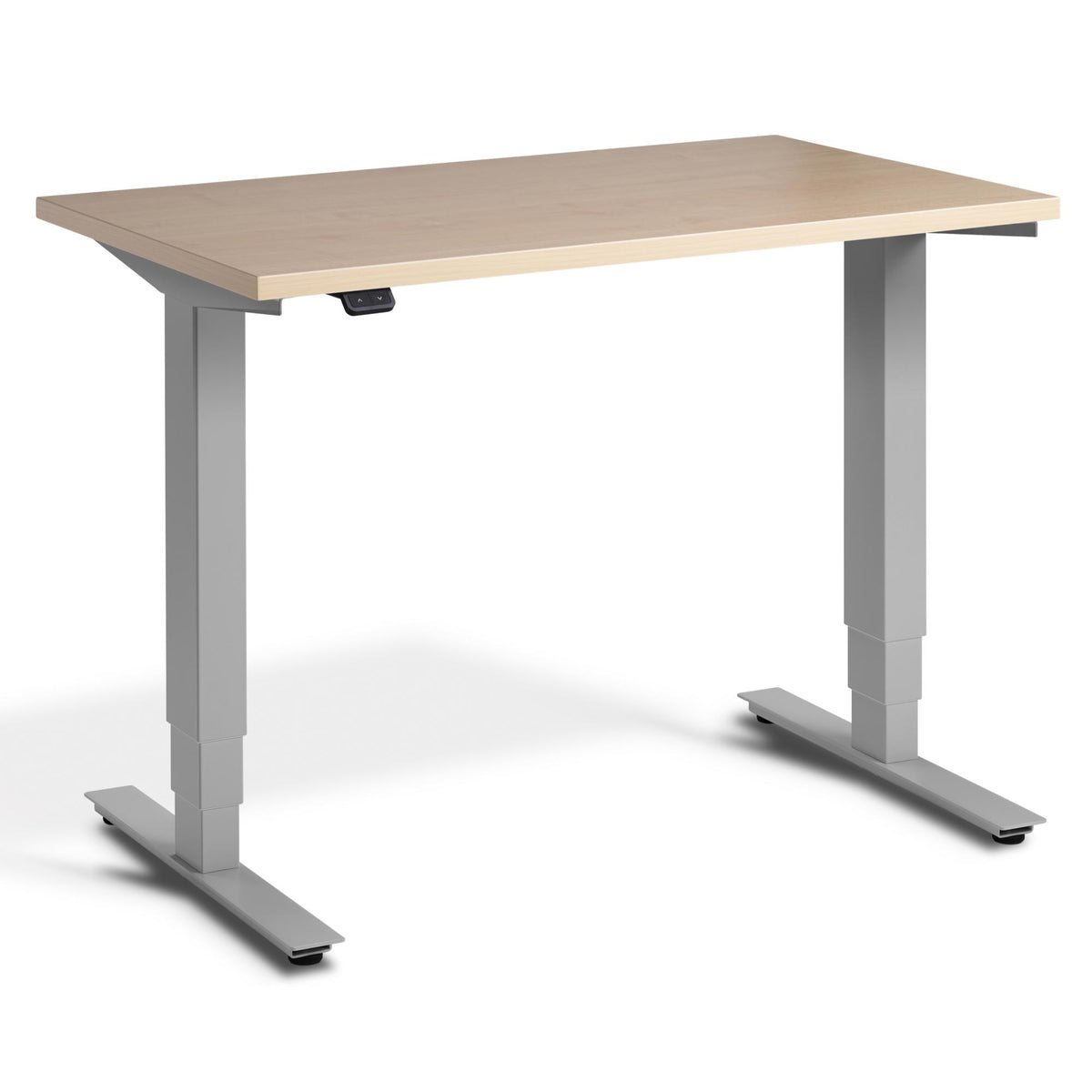 100cm Adjustable Desk - Pacto - Silver Frame - Maple Top - Studio Image