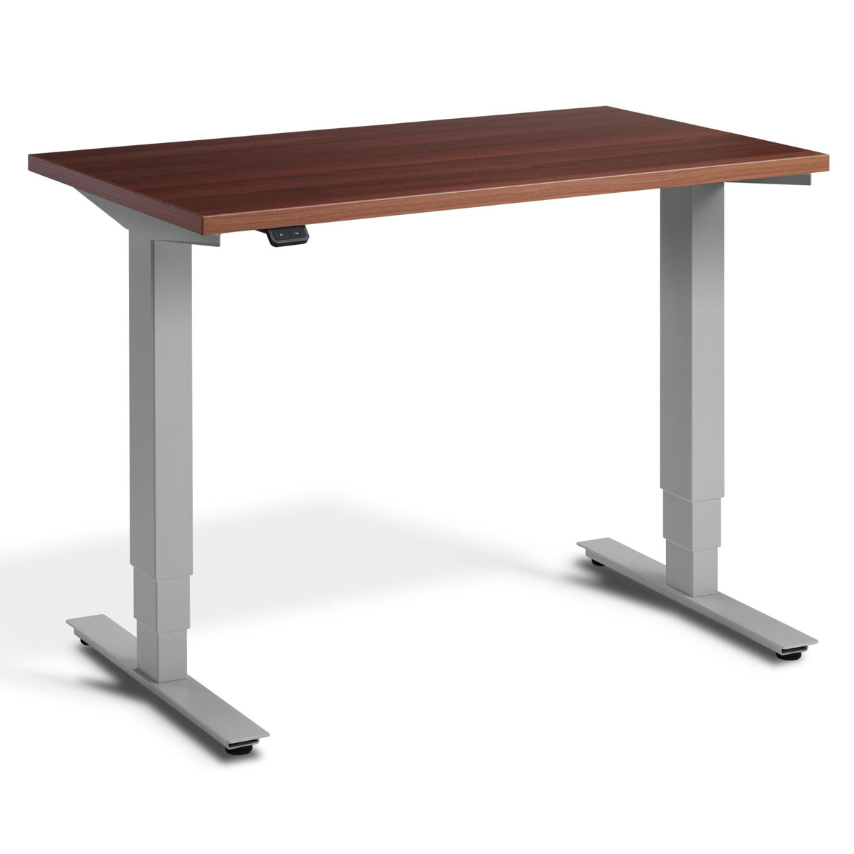 100cm Adjustable Desk - Pacto - Silver Frame - Natural Dijon Walnut Top - Studio Image