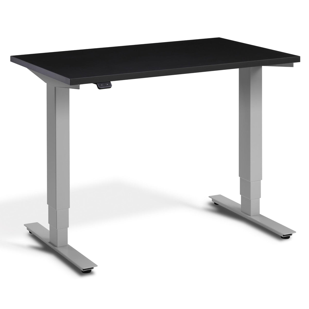 100cm Adjustable Desk - Pacto - Silver Frame - Soft Black Top - Studio Image