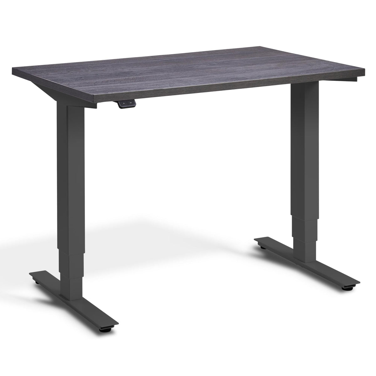 100cm Adjustable Height Desk - Pacto - Dark Grey Frame - Anthracite Sherman Oak Top - Studio Image