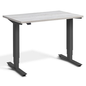 100cm Adjustable Height Desk - Pacto - Dark Grey Frame - Cascina Pine Top - Studio Image
