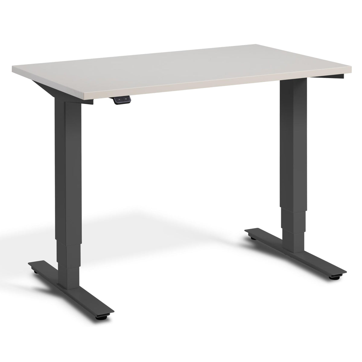 100cm Adjustable Height Desk - Pacto - Dark Grey Frame - Cashmere Top - Studio Image