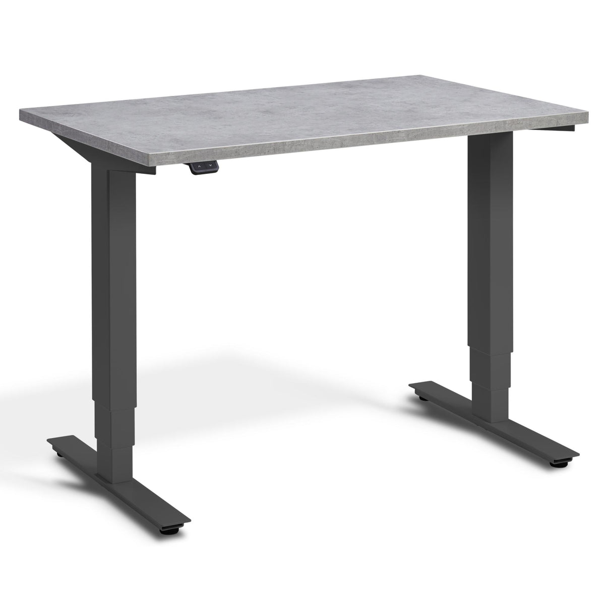 100cm Adjustable Height Desk - Pacto - Dark Grey Frame - Light Concrete Top - Studio Image