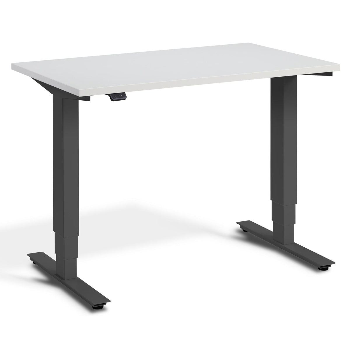 100cm Adjustable Height Desk - Pacto - Dark Grey Frame - Light Grey Top - Studio Image