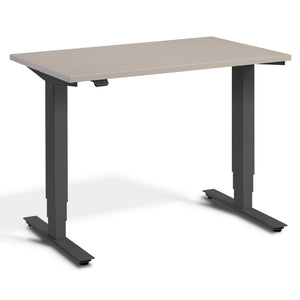 100cm Adjustable Height Desk - Pacto - Dark Grey Frame - Stone Top - Studio Image