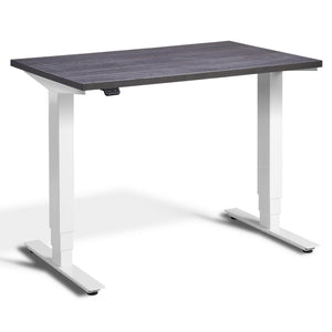 100cm Adjustable Height Desk - Pacto - White Frame - Anthracite Sherman Oak Top - Studio Image