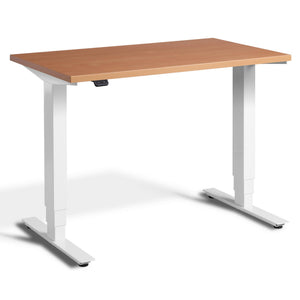 100cm Adjustable Height Desk - Pacto - White Frame - Beech Top - Studio Image