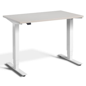 100cm Adjustable Height Desk - Pacto - White Frame - Cashmere Top - Studio Image