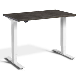 100cm Adjustable Height Desk - Pacto - White Frame - Dark Concrete Top - Studio Image