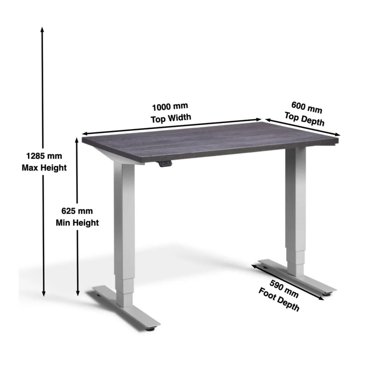 100cm Adjustable Height Desk - Pacto Dimensions