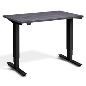100cm Height Adjustable Desk - Pacto - Black Frame - Anthracite Sherman Oak Top - Studio Image