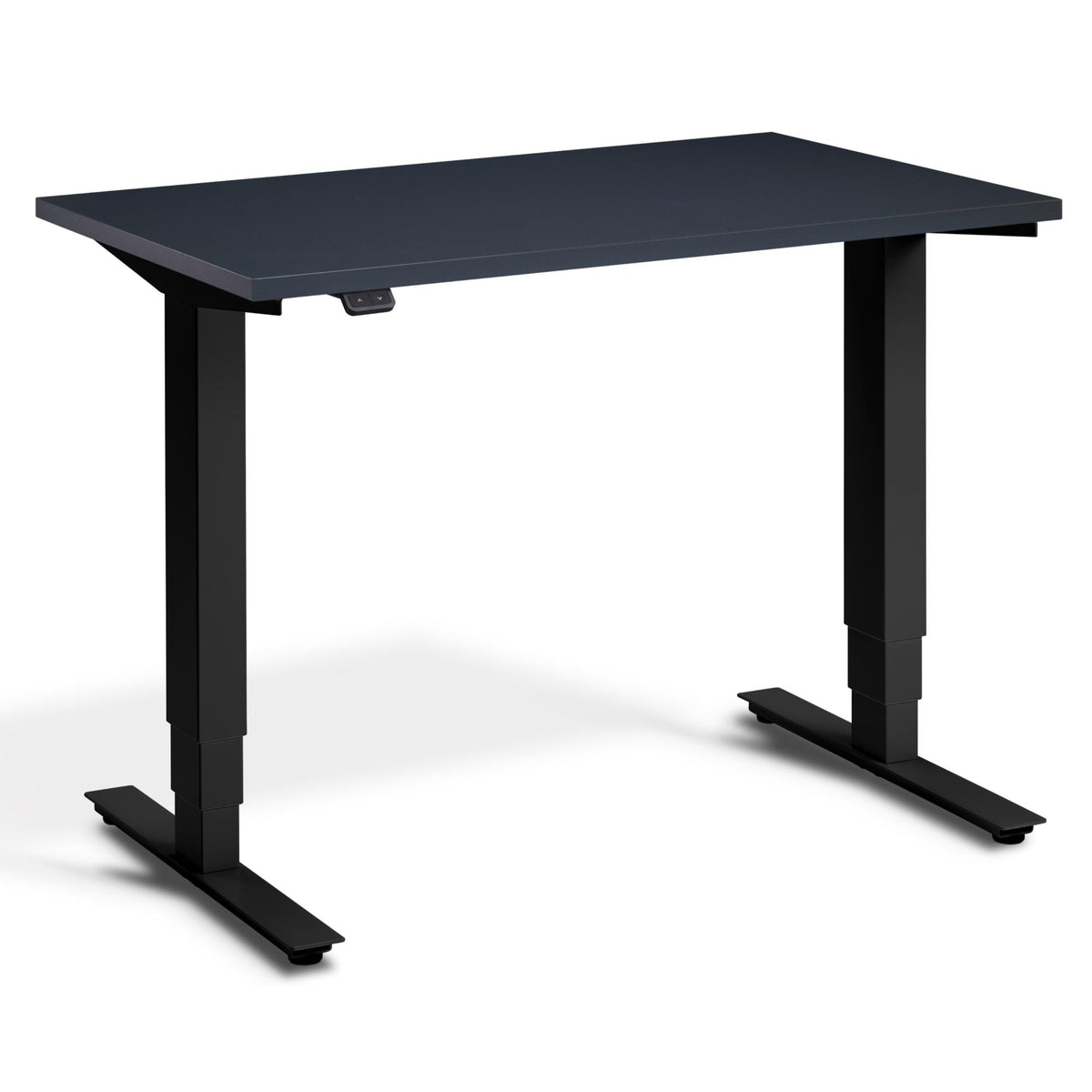 100cm Height Adjustable Desk - Pacto - Black Frame - Anthracite Top - Studio Image