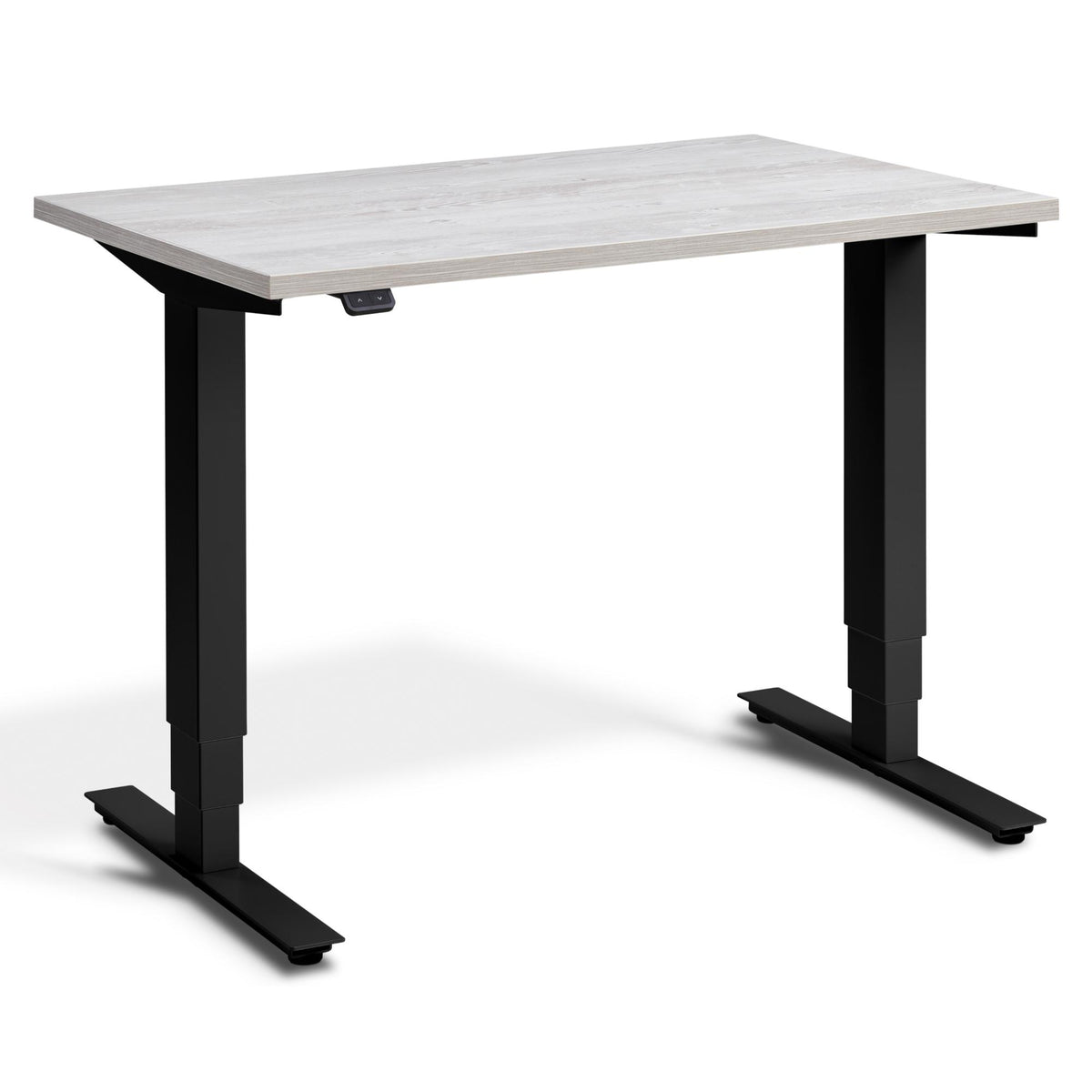 100cm Height Adjustable Desk - Pacto - Black Frame - Cascina Pine Top - Studio Image