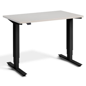 100cm Height Adjustable Desk - Pacto - Black Frame - Cashmere Top - Studio Image