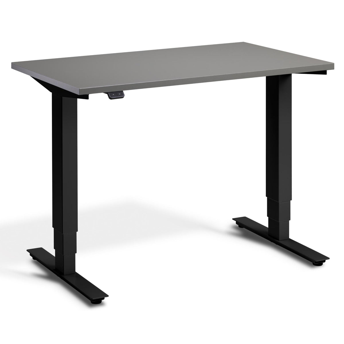 100cm Height Adjustable Desk - Pacto - Black Frame - Graphite Top - Studio Image