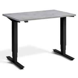 100cm Height Adjustable Desk - Pacto - Black Frame - Light Concrete Top - Studio Image