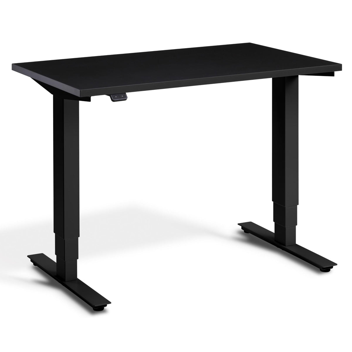 100cm Height Adjustable Desk - Pacto - Black Frame - Soft Black Top - Studio Image